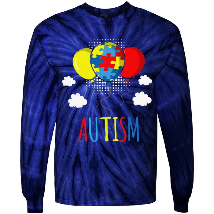 Autistic Balloon Autism Awareness For Women Tie-Dye Long Sleeve Shirt