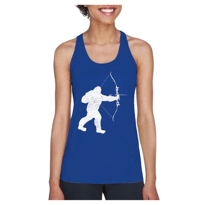 Archery Bowman Archer Bowhunter Arrow Bigfoot Legend Women's Racerback Tank