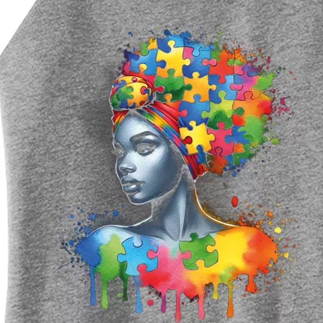 African Black Autism Mom Afro Mother Autism Awareness Mama Gift Women’s Perfect Tri Rocker Tank