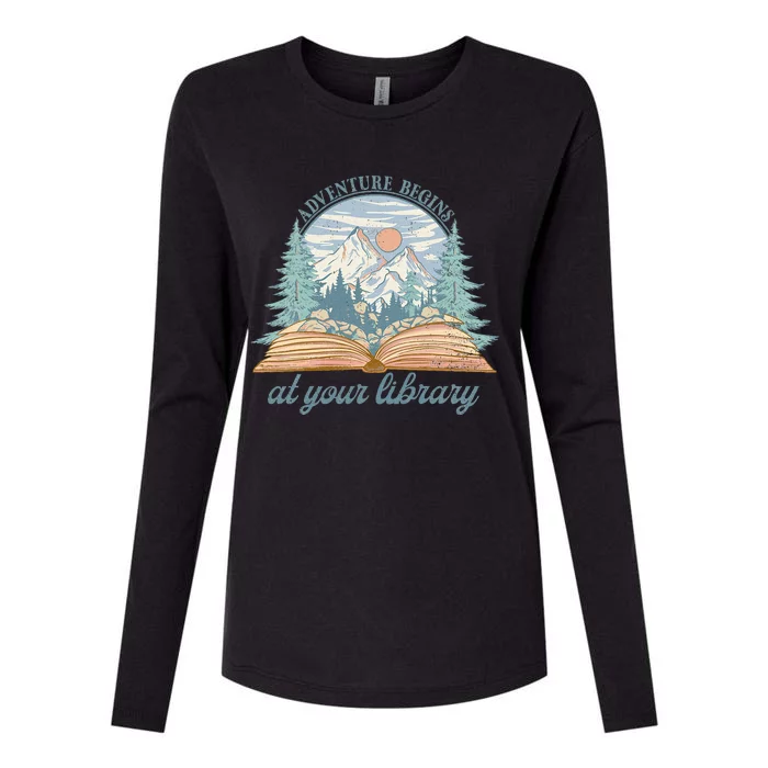 Adventure Begins At Your Library Prize Womens Cotton Relaxed Long Sleeve T-Shirt