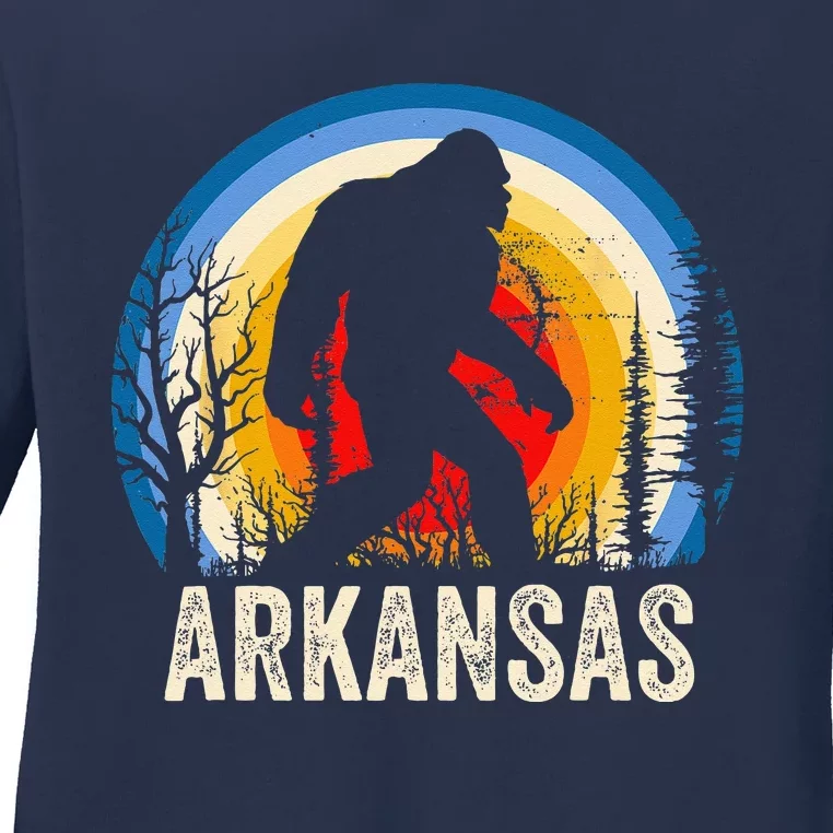 Arkansas Bigfoot Arkansas Sasquatch Hiking Ladies Long Sleeve Shirt