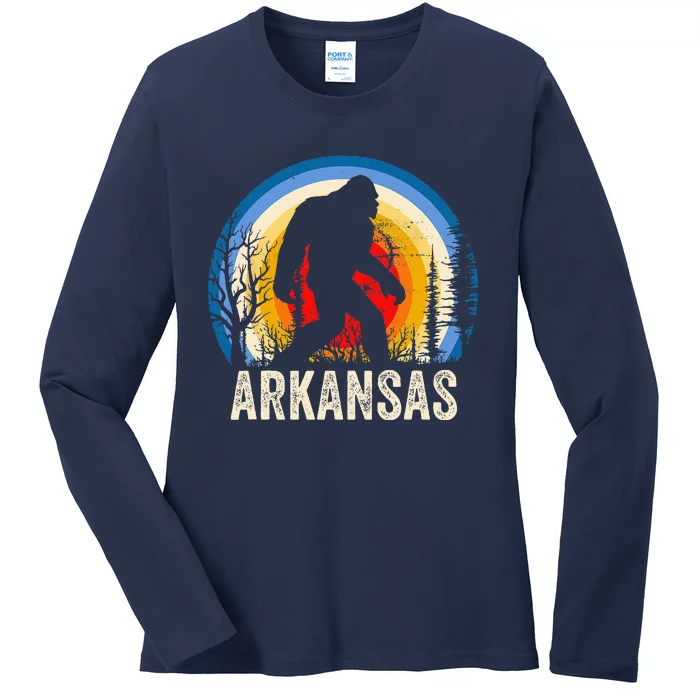 Arkansas Bigfoot Arkansas Sasquatch Hiking Ladies Long Sleeve Shirt