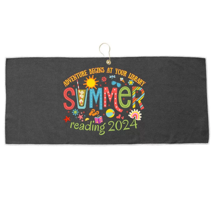 Adventure Begins At Your Library Summer Reading Program 2024 Large Microfiber Waffle Golf Towel