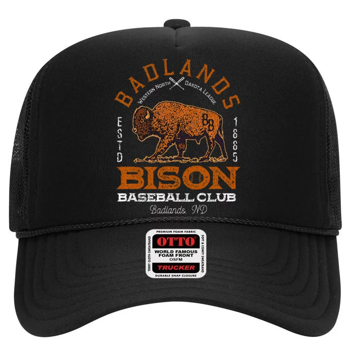 American Bison Baseball Retro Minor League Baseball Team High Crown Mesh Trucker Hat