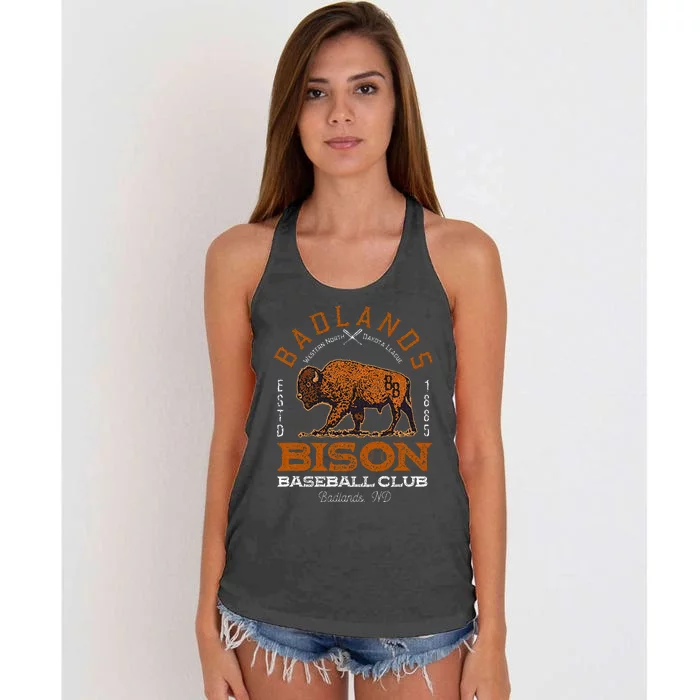 American Bison Baseball Retro Minor League Baseball Team Women's Knotted Racerback Tank