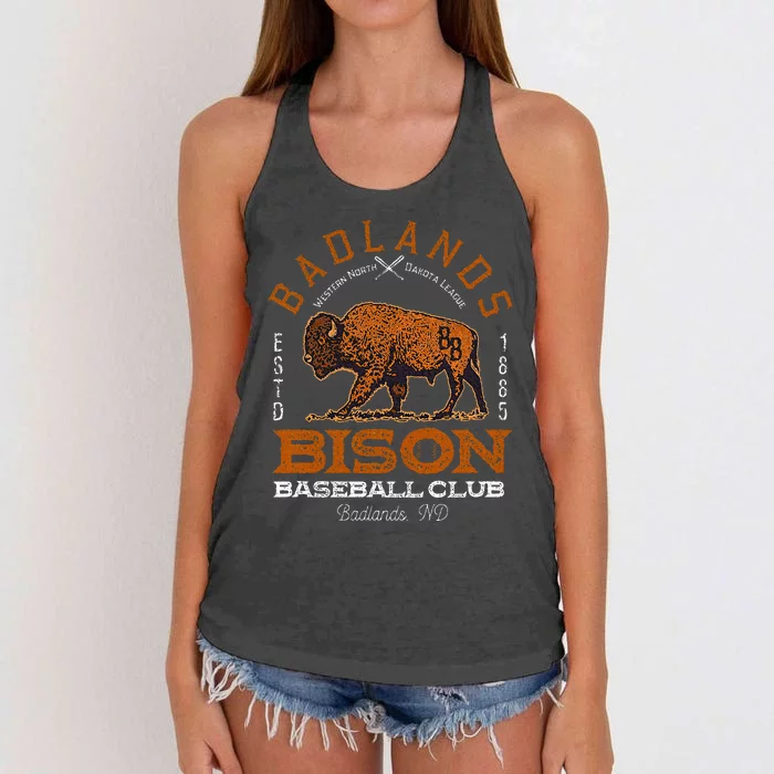 American Bison Baseball Retro Minor League Baseball Team Women's Knotted Racerback Tank