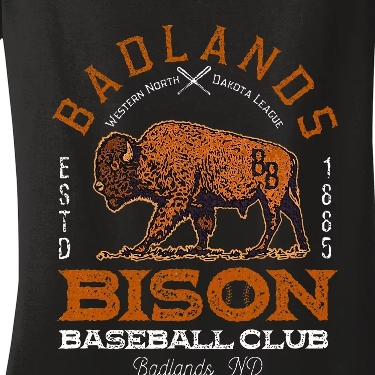 American Bison Baseball Retro Minor League Baseball Team Women's V-Neck T-Shirt