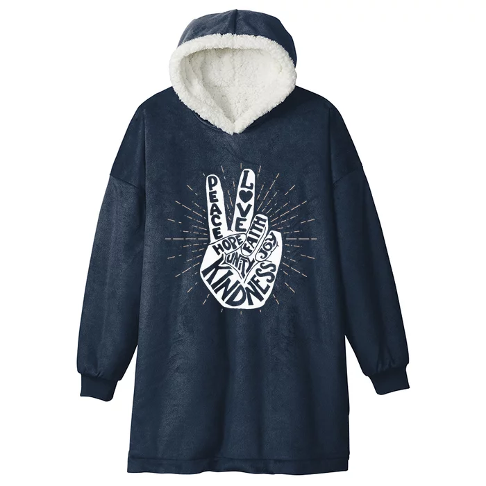 Anti Bullying Be Kind Peace Hand Sign Gift Unity Day Orange Hooded Wearable Blanket