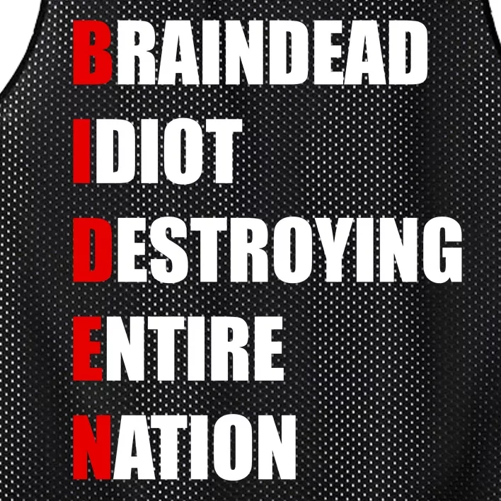 Anti Biden Braindead Idiot Destroying Entire Nation Mesh Reversible Basketball Jersey Tank