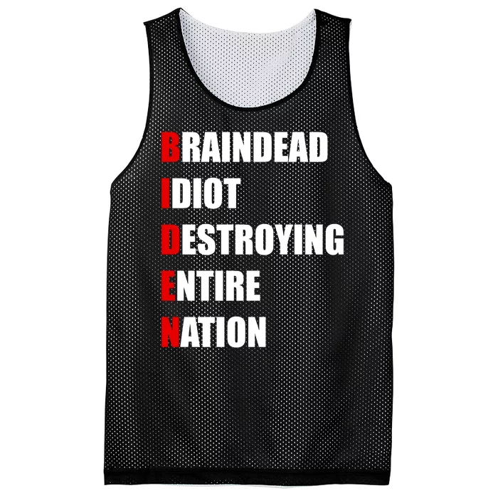 Anti Biden Braindead Idiot Destroying Entire Nation Mesh Reversible Basketball Jersey Tank