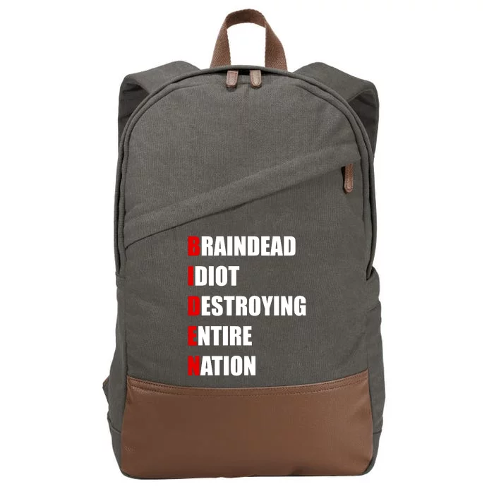 Anti Biden Braindead Idiot Destroying Entire Nation Cotton Canvas Backpack