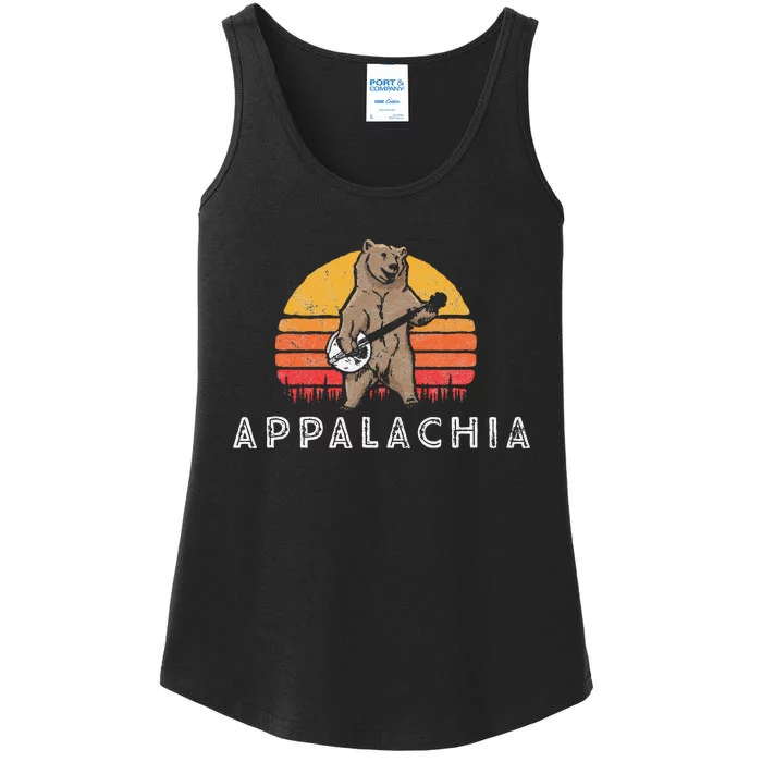 Appalachia Bluegrass Banjo Bear Ladies Essential Tank