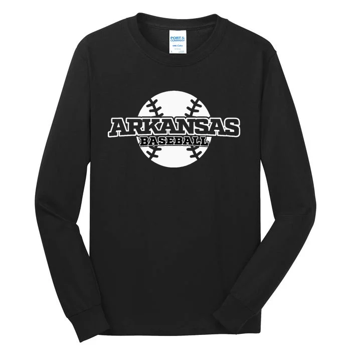 Arkansas Baseball Block Font Tall Long Sleeve T-Shirt