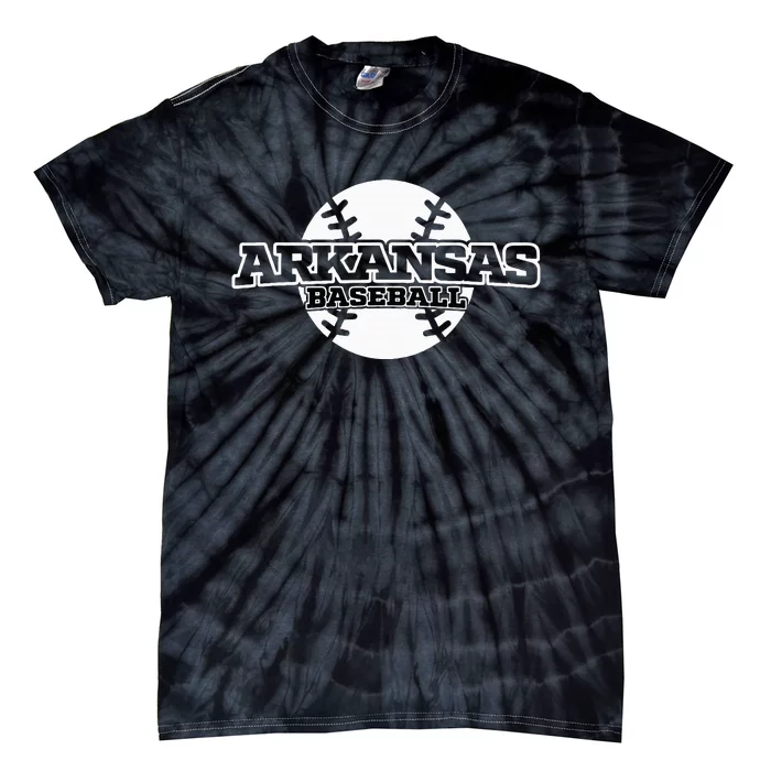 Arkansas Baseball Block Font Tie-Dye T-Shirt