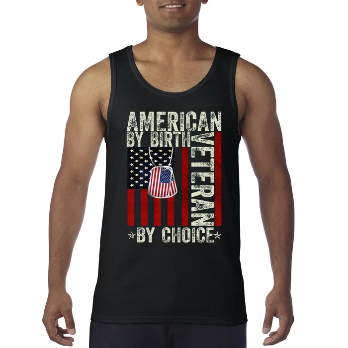 American By birth Veteran By Choice 4th of July Flag Vintage Tank Top