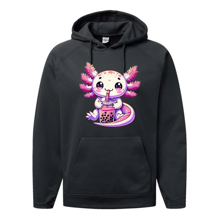 Axolotl Bubble Boba Tea Anime Cute Kawaii Axolotl Performance Fleece Hoodie