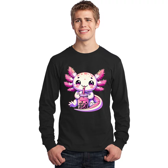 Axolotl Bubble Boba Tea Anime Cute Kawaii Axolotl Long Sleeve Shirt