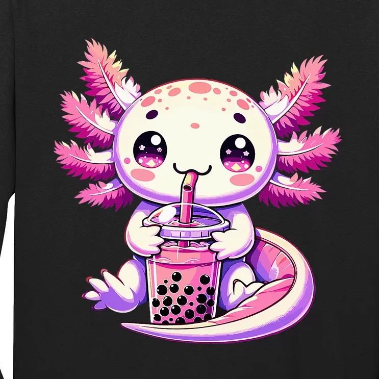 Axolotl Bubble Boba Tea Anime Cute Kawaii Axolotl Long Sleeve Shirt