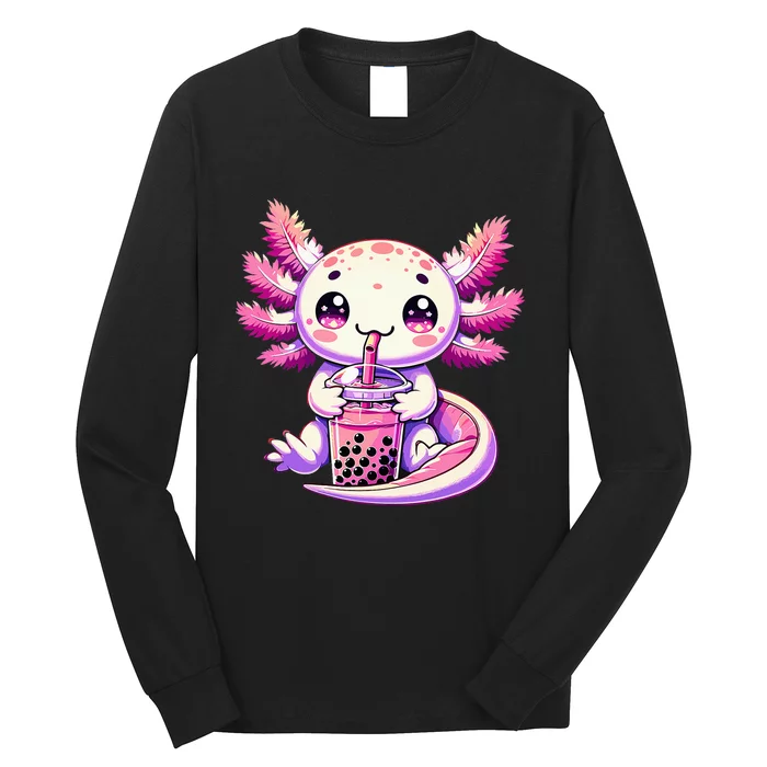 Axolotl Bubble Boba Tea Anime Cute Kawaii Axolotl Long Sleeve Shirt