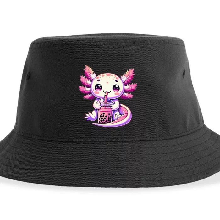 Axolotl Bubble Boba Tea Anime Cute Kawaii Axolotl Sustainable Bucket Hat