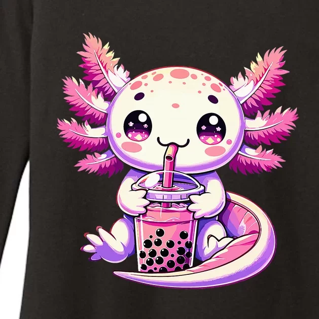 Axolotl Bubble Boba Tea Anime Cute Kawaii Axolotl Womens CVC Long Sleeve Shirt