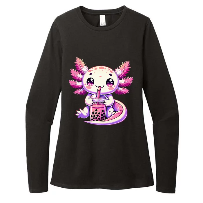 Axolotl Bubble Boba Tea Anime Cute Kawaii Axolotl Womens CVC Long Sleeve Shirt