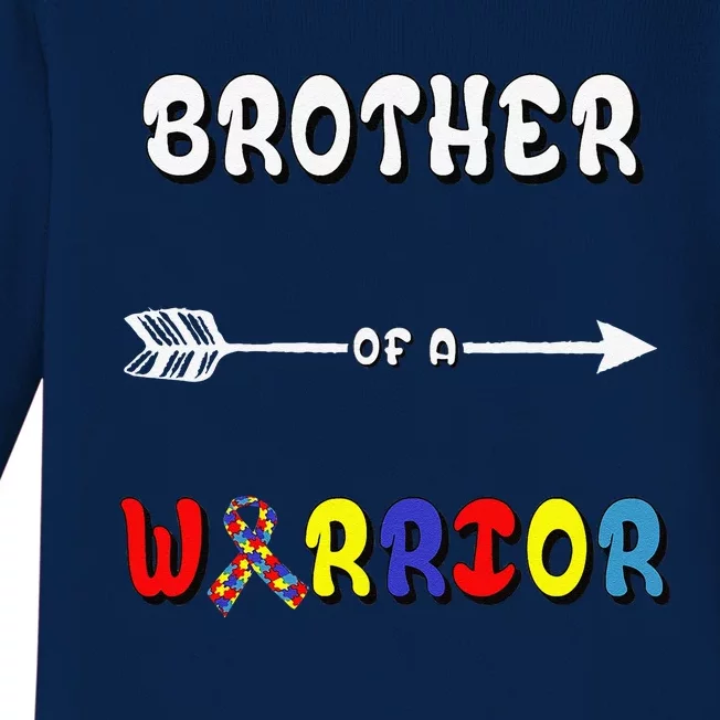 Autism Brother Brother Of A Warrior Autism Awareness Baby Long Sleeve Bodysuit