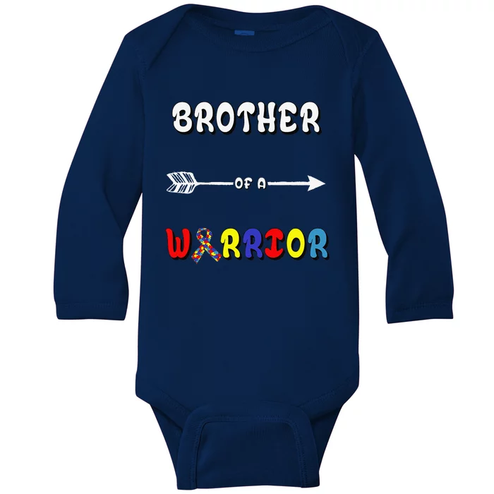 Autism Brother Brother Of A Warrior Autism Awareness Baby Long Sleeve Bodysuit