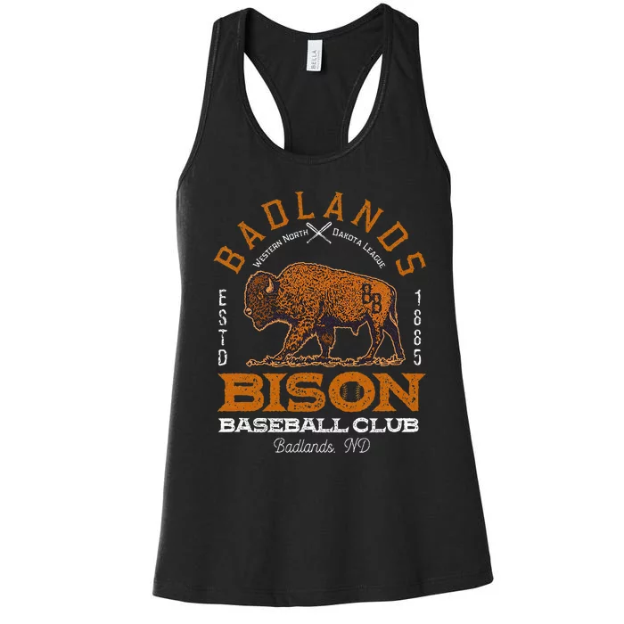 American Bison Baseball Retro Minor League Baseball Team Women's Racerback Tank