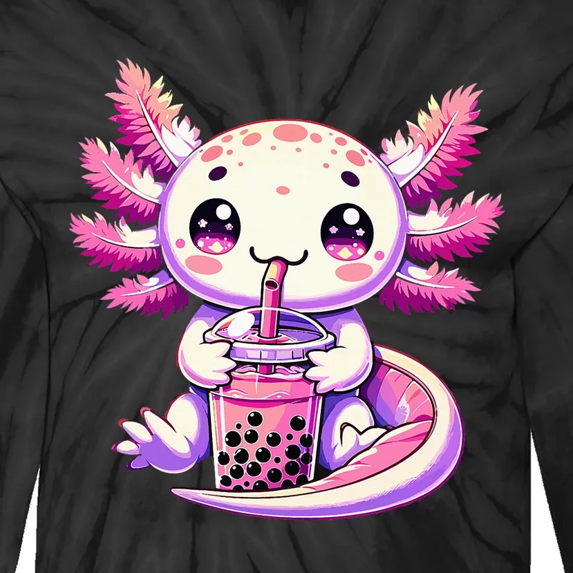 Axolotl Bubble Boba Tea Anime Cute Kawaii Axolotl Tie-Dye Long Sleeve Shirt