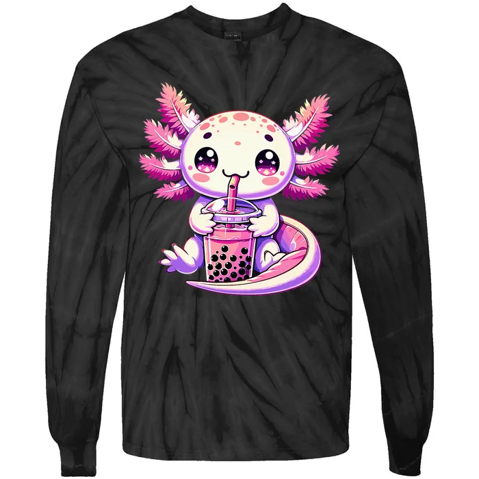 Axolotl Bubble Boba Tea Anime Cute Kawaii Axolotl Tie-Dye Long Sleeve Shirt