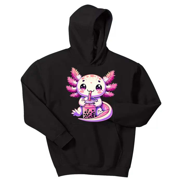 Axolotl Bubble Boba Tea Anime Cute Kawaii Axolotl Kids Hoodie