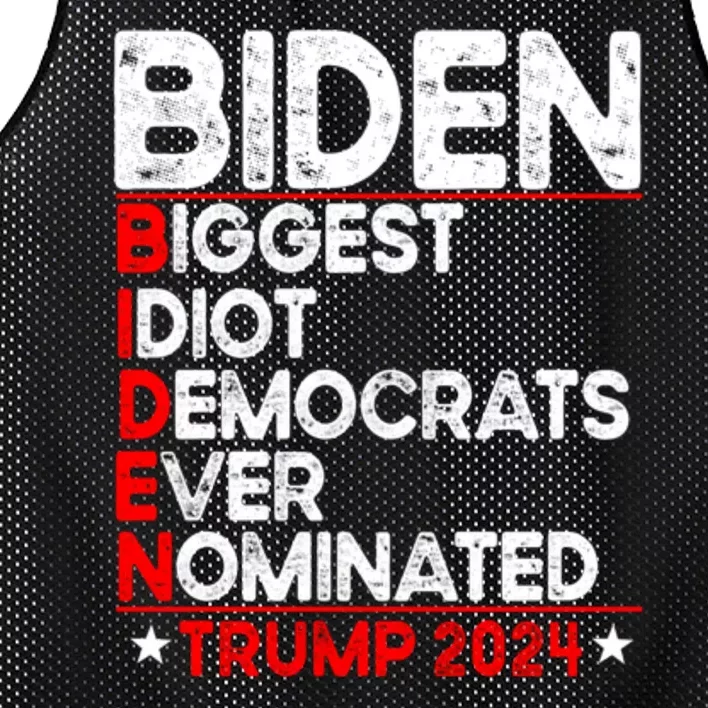 Anti Biden Biggest Idiot Democrats Ever Nominated Trump 2024 Mesh Reversible Basketball Jersey Tank