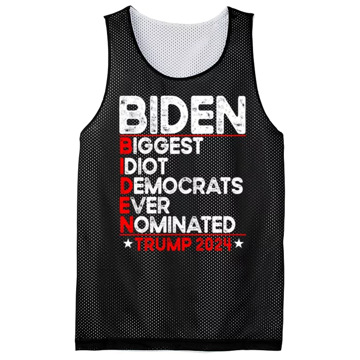 Anti Biden Biggest Idiot Democrats Ever Nominated Trump 2024 Mesh Reversible Basketball Jersey Tank