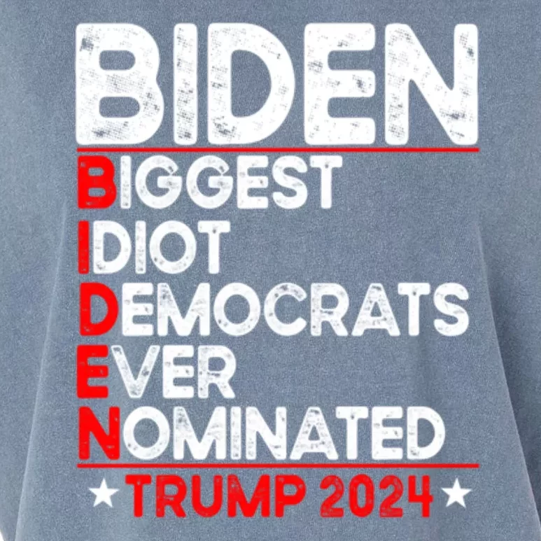 Anti Biden Biggest Idiot Democrats Ever Nominated Trump 2024 Garment-Dyed Women's Muscle Tee