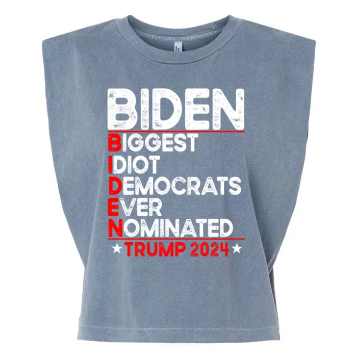 Anti Biden Biggest Idiot Democrats Ever Nominated Trump 2024 Garment-Dyed Women's Muscle Tee