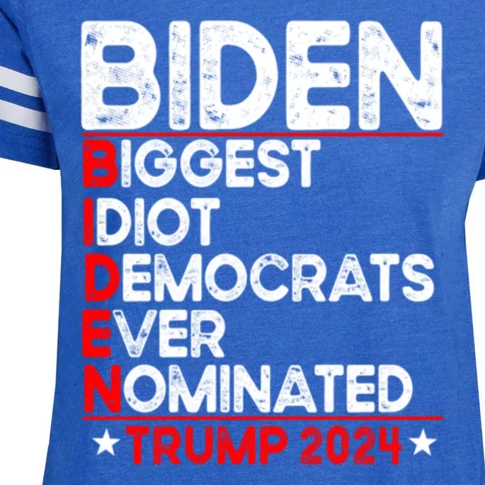 Anti Biden Biggest Idiot Democrats Ever Nominated Trump 2024 Enza Ladies Jersey Football T-Shirt