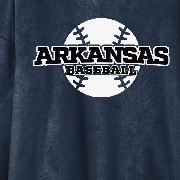 Arkansas Baseball Block Font Hooded Wearable Blanket