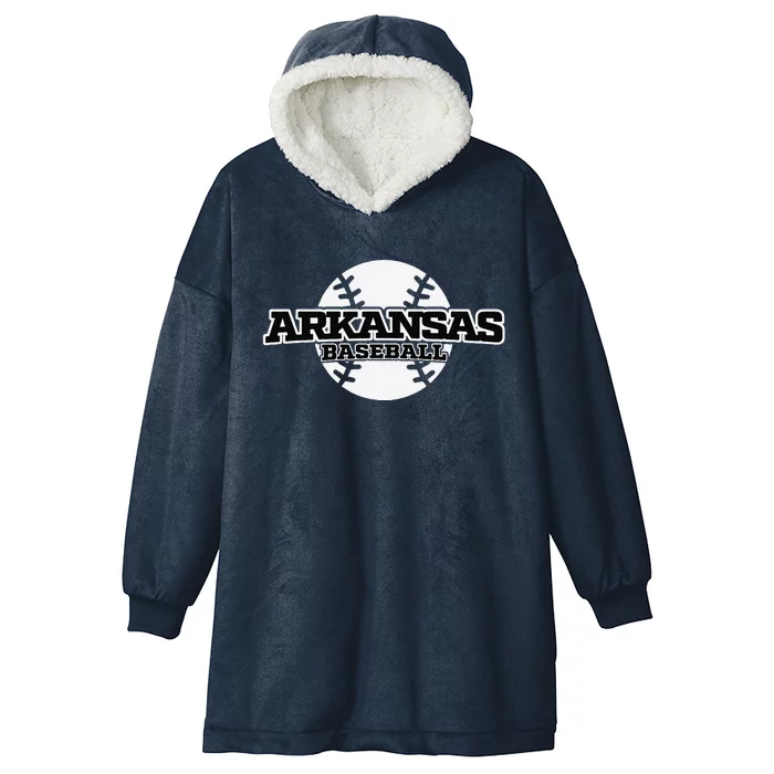 Arkansas Baseball Block Font Hooded Wearable Blanket