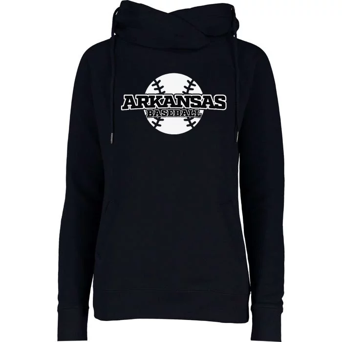 Arkansas Baseball Block Font Womens Funnel Neck Pullover Hood