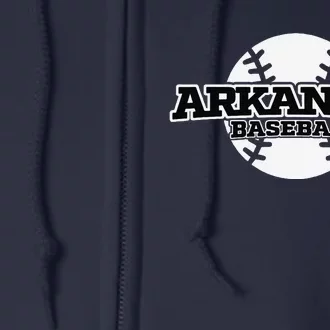 Arkansas Baseball Block Font Full Zip Hoodie