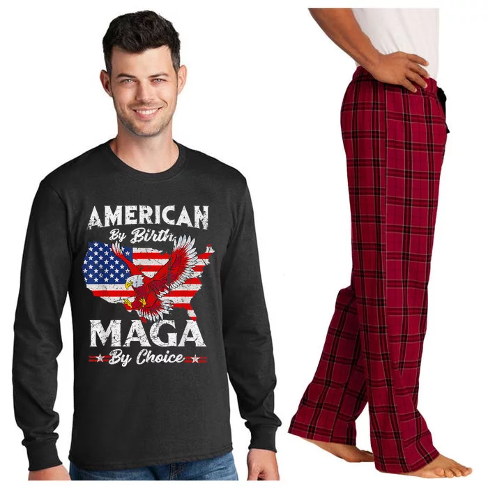 American By Birth Maga By Choice Trump 2024 Usa Flag Graphic Long Sleeve Pajama Set