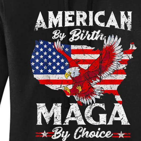 American By Birth Maga By Choice Trump 2024 Usa Flag Graphic Women's Pullover Hoodie