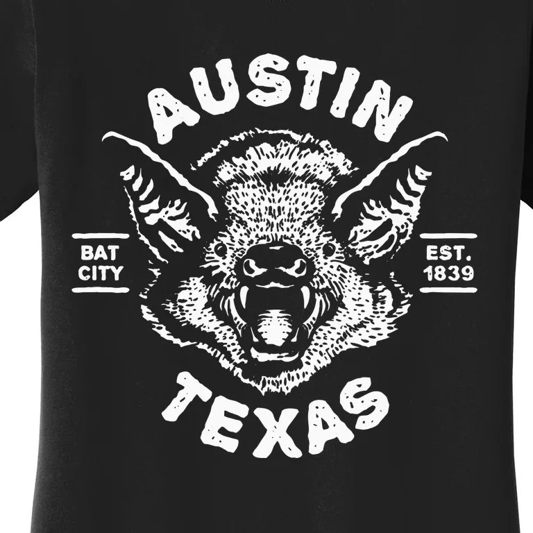 Austin Bat Bat City Texas Tx Est Established 1839 Design Women's T-Shirt