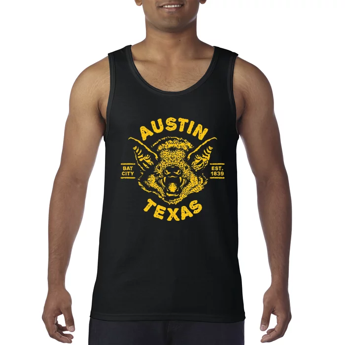 Austin Bat Bat City Texas Tx Est Established 1839 Design Tank Top