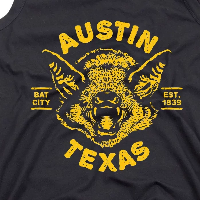 Austin Bat Bat City Texas Tx Est Established 1839 Design Tank Top