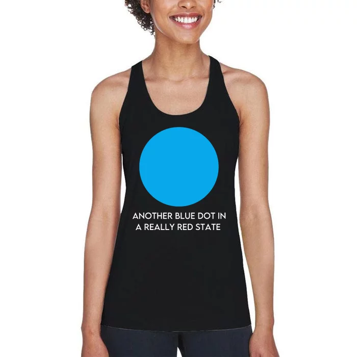 Another Bright Blue Dot In A Really Red State Funny Women's Racerback Tank