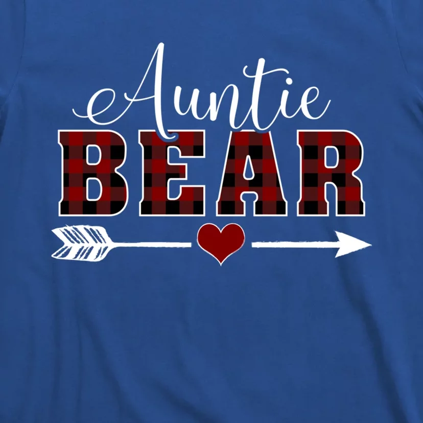 Auntie Bear Buffalo Plaid Arrow Heart Aunt Christmas Pajama Cute Gift T-Shirt