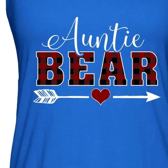 Auntie Bear Buffalo Plaid Arrow Heart Aunt Christmas Pajama Cute Gift Ladies Essential Flowy Tank