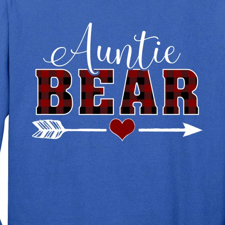 Auntie Bear Buffalo Plaid Arrow Heart Aunt Christmas Pajama Cute Gift Tall Long Sleeve T-Shirt